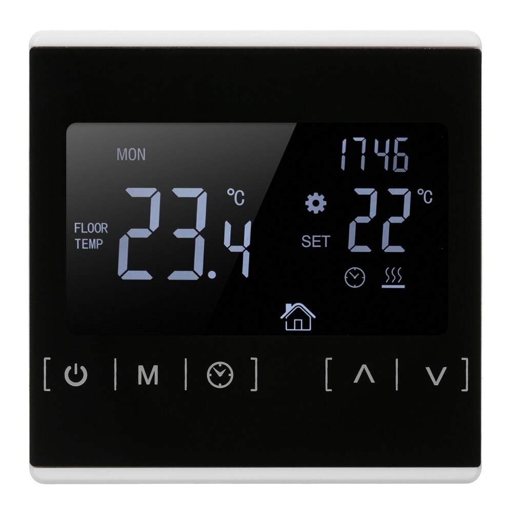 AC85~250V Temperature Controller for Electric Underfloor Heating LCD Display Room Thermostat: White