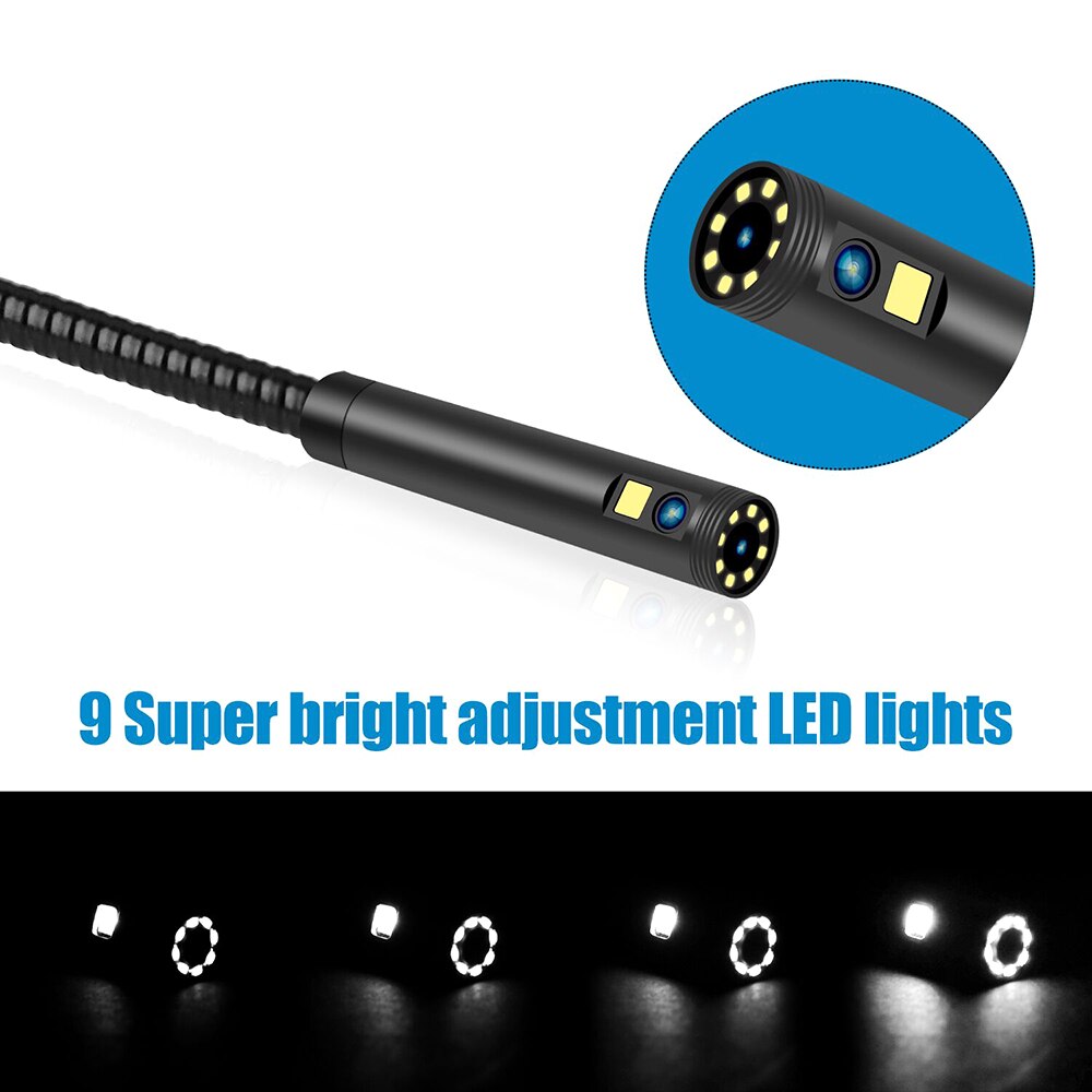 Wireless Industrial Endoscopy Borescope 5 Meters Wire Inspection Double Camera Built-in 9pcs 5 Levels LEDs 8mm Lens 1960*1080