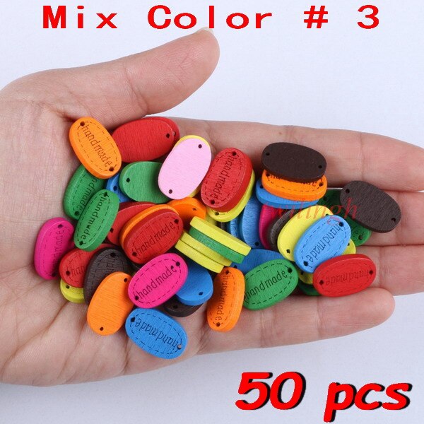 twilingh 50Pcs Natural Color Wooden Buttons Handmade Letter Love 2 Holes: Mixed Color 3 50pcs