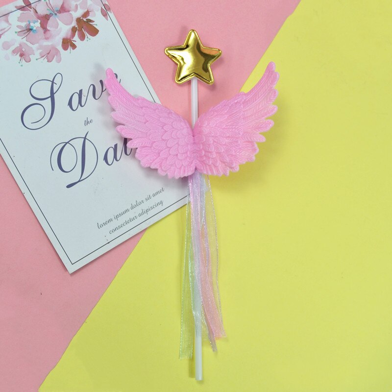 Alas de Ángel Topper de la torta de Magdalena DIY superior banderas pastel inserción decoraciones para el Día de San Valentín boda cumpleaños de accesorios: 1pc Large pink