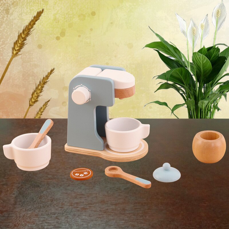 Crianças fingir, brinquedos, conjuntos de brinquedos de madeira, produtor de pães, máquina de aquecimento, jogo, misturador de brinquedos, cozinha, brinquedo educativo: Coffee machine