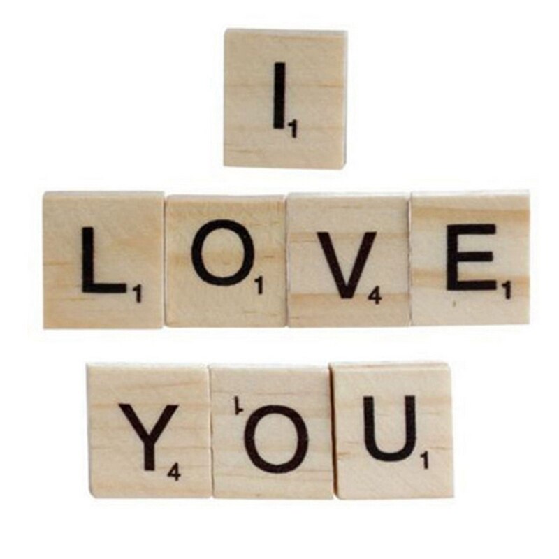 100 Stks/partij A-Z Engels Letters Set Woord Scrapbooking Nummer Alfabet Tegel Houten Brief Blok Diy Crafting Speelgoed