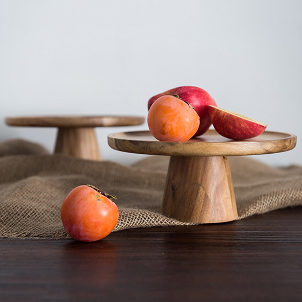 Transhome Retro Wooden Cake Stand Modern Living Room Japanese Sushi Cake Tray Afternoon Tea Decoration Cupcake Stand