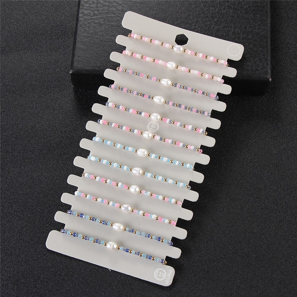 12pcs/set Pink Blue White Pearl Bracelet Exquisite Irregular Imitation Pearl Jewelry Handmade Beaded Bracelets For Women