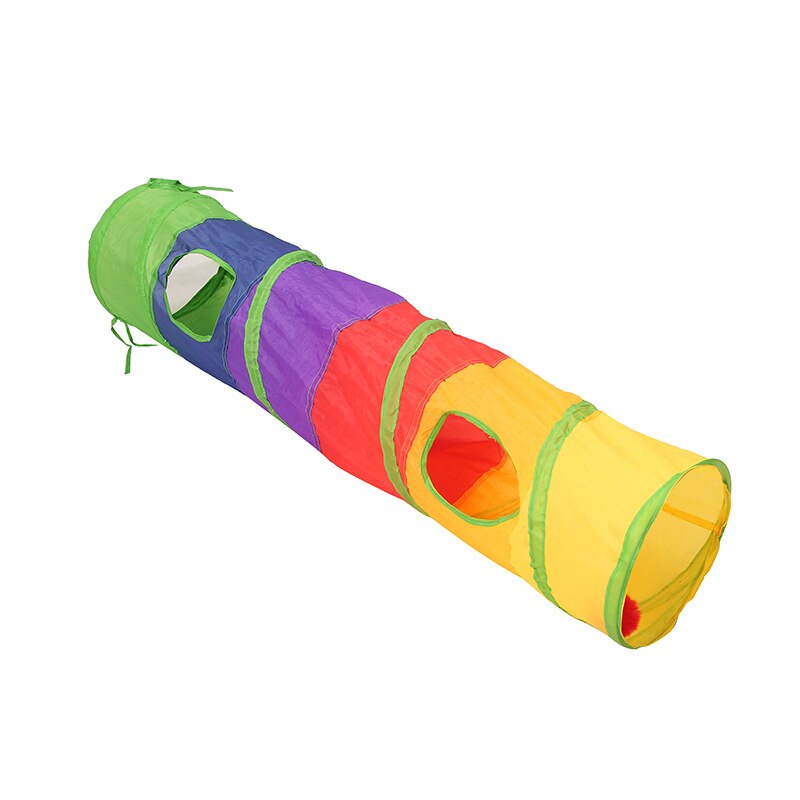 Juguetes para gatos coloridos, Kit para mascotas, túnel contraíble, tubos de Juego de 4 agujeros, bolas, forma de pluma de ratones mascota, gato, suministros interactivos de gatito: Tunnel