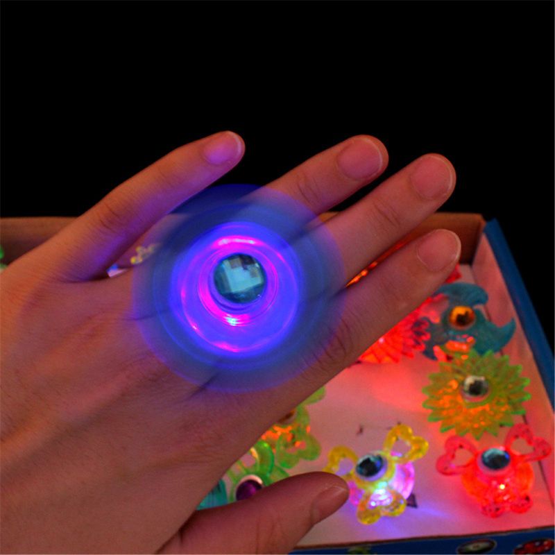 Fidget Spinner Ringen 3Pcs Led Fidget Spinner Ring Flitslicht Hand Spinner Gyro Stress Relief Speelgoed Voor Kinderen Baby