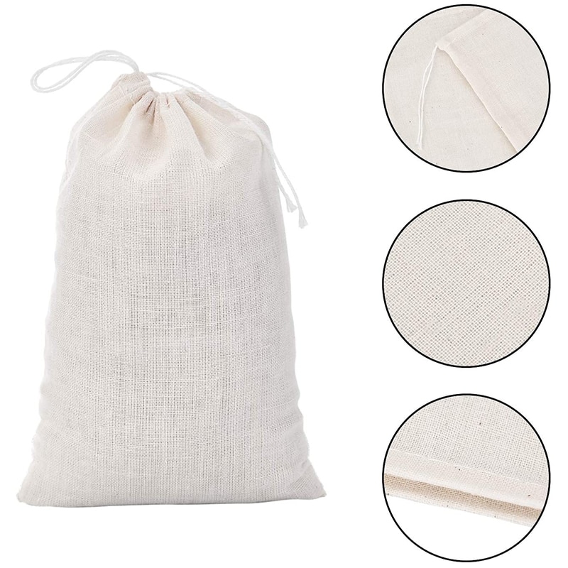 200 Pack Cotton Muslin Bags Sachet Bag Multipurpose Drawstring Bags for Tea Jewelry Wedding Party Favors Storage (4 x 6 Inches)