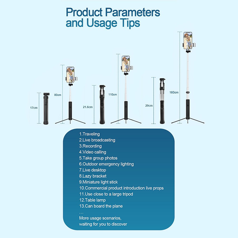 Portable Multi-Function Fill Light Bracket Tripod Phone Bluetooth Remote bracket Extendable Camera Stand Live Broadcast Bracket