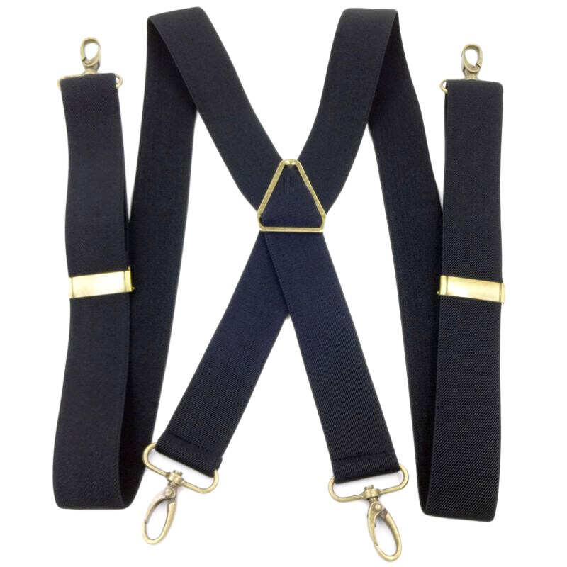 MENDENG Men's Elastic X-Back Suspenders Metal Swivel Hook Clip Shoulder High Elastic Suspenders Husband Father: Black