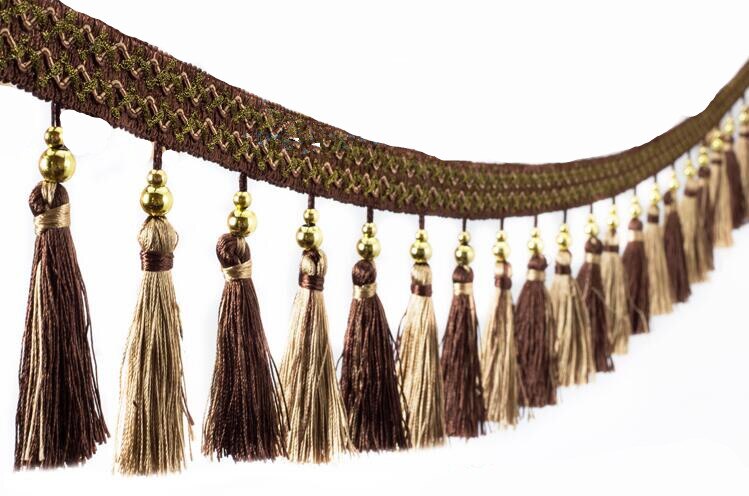 Cinta de ajuste de flecos para cortina, accesorio de decoración de encaje con cuentas para costura, 1 M, 6CM de ancho: C