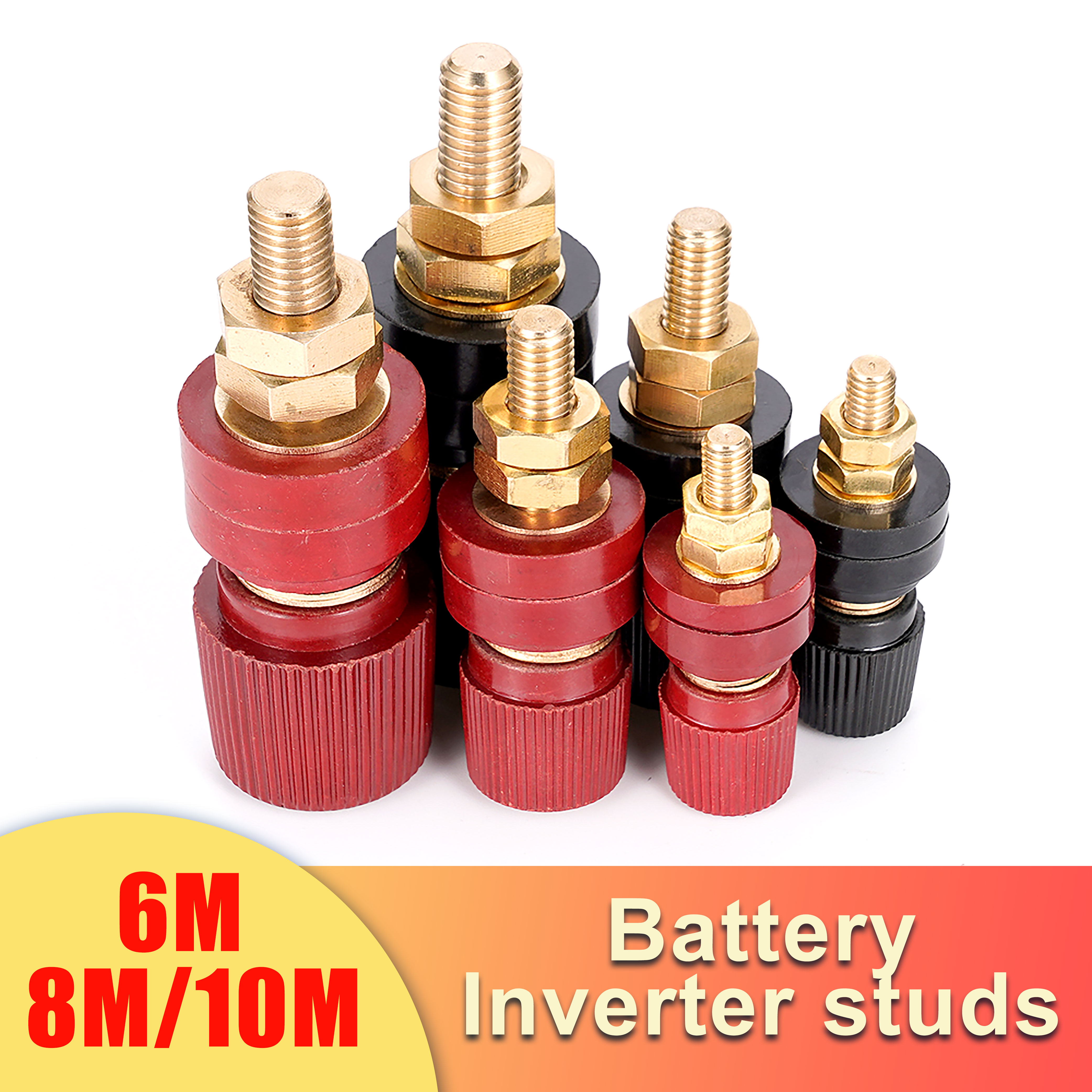 Terminales de fuente de alimentación M8 M10, M6 de tornillo de 6mm, conectores de poste de unión, Kit de terminales de repuesto de latón, 333, 555
