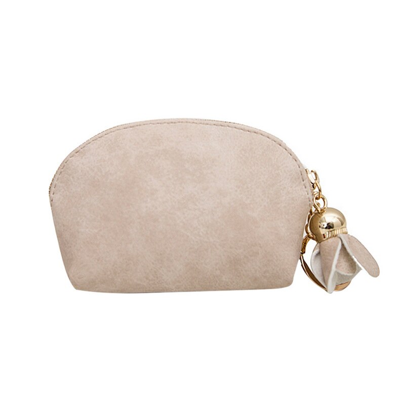 Vrouwen Lederen Kleine Mini Portemonnee Houder Vrouwelijke Portemonnee Case Clutch Carte Porte Card Key Money Bag Zip Portemonnee houder: beige