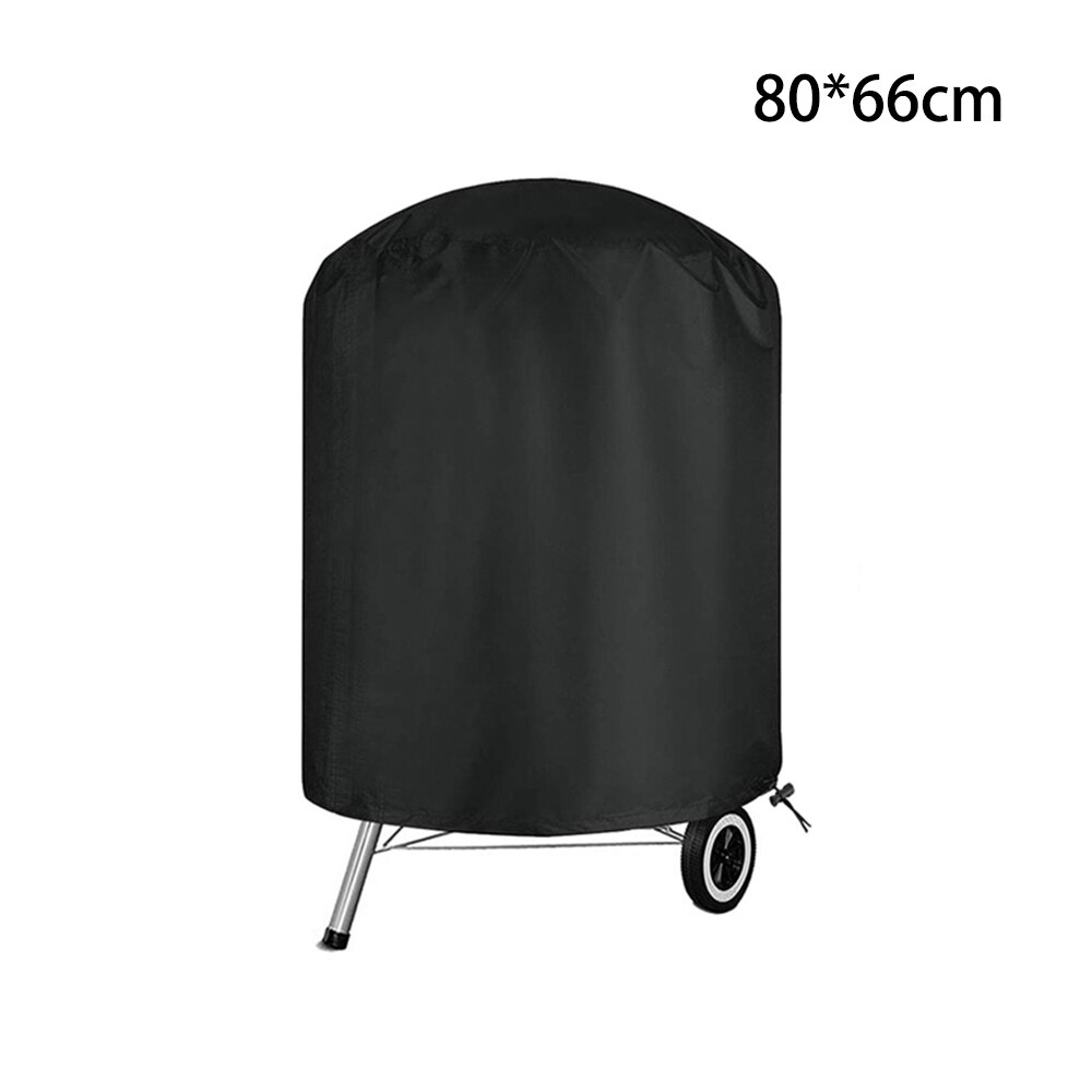 Musta vedenpitävä bbq -kansi pyöreä raskaan käytön grillauskansi weber sade barbacoa anti pöly sade kaasu puuhiili sähkögrilli