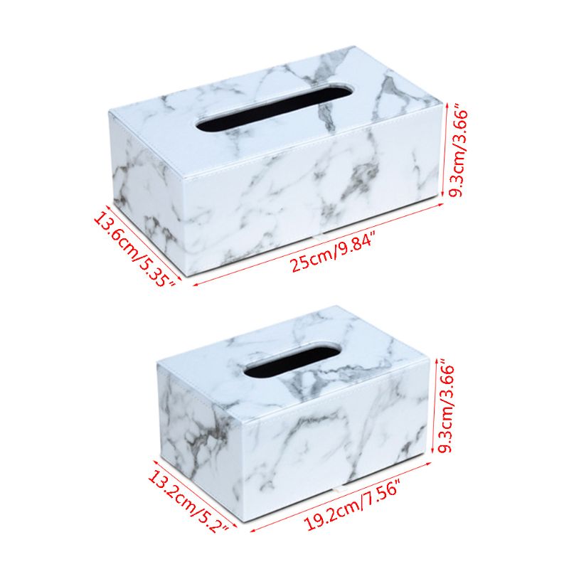 Rektangulær marmor pu læder ansigtsvævsdæksel servietholder papirhåndklæde dispenser container til hjemmekontor bilindretning: -s
