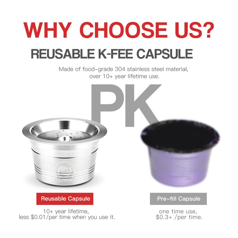 Stainless Steel Coffee Capsule Pod Reusable Kit For Tchibo Cafissimo Mini 313212