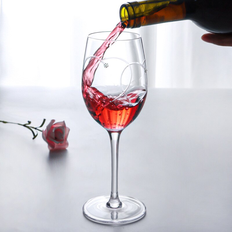 Copa de cristal tallado en forma de corazón para boda, para el Día de San Valentín, champán, vino tinto, vasos conmemorativos, 200-300ml