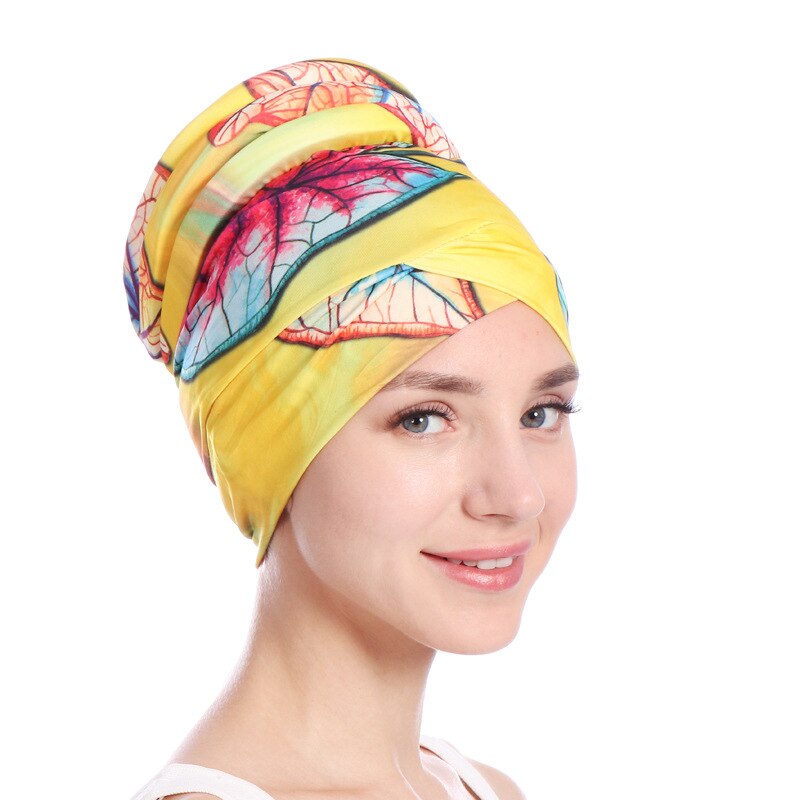 Vrouwen Slaap Zachte Tulband Pre Gebonden Katoen India Chemo Cap Beanie Tulband Hoofddeksels Badmuts: style3