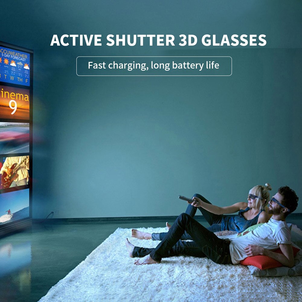 Zwart 3D Actieve Bril Universele Active Shutter 3D Bril Draagbare Bluetooth Actieve Bril Comfortabele Bluetooth Bril