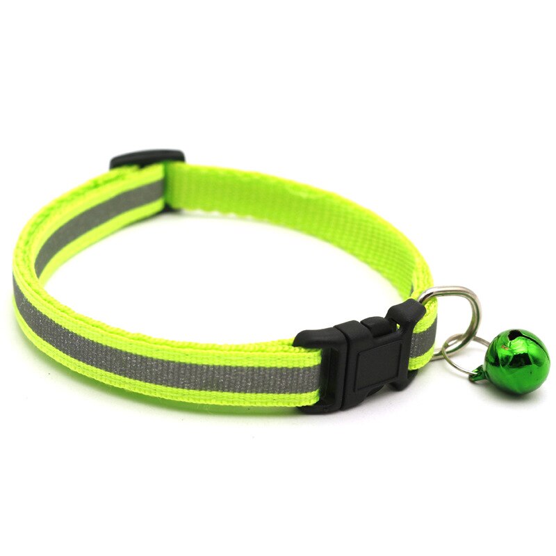 Collier pour chien chat en Nylon sangle cloche collier réfléchissant collier réglable chien chiot collier Pet chat accessoires de laisse en toute sécurité: Grass Green