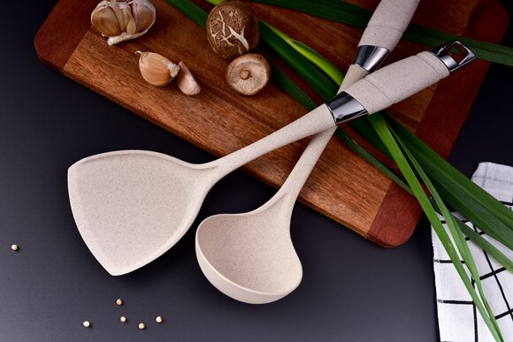 Juego de utensilios de cocina de Platycodon de trigo, utensilios de cocina de material de protección ambiental de grado alimenticio, diez piezas: 2pcs