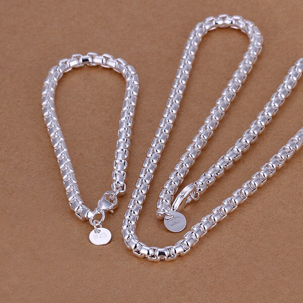 Parure de bijoux en argent plaqué pour femmes, ensemble de bijoux de mariage, collier épais bon marché,: Default Title