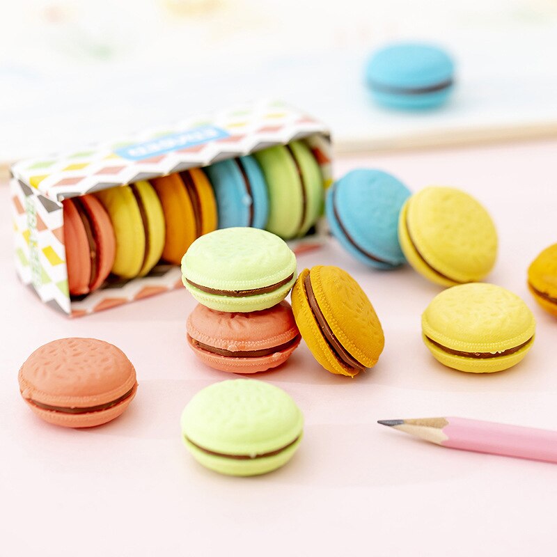 5 Stks/partij Macaron Rubber Gum Creatieve Kawaii Gum Potlood Voor Kids Koreaanse Japanse Briefpapier School Kantoorbenodigdheden