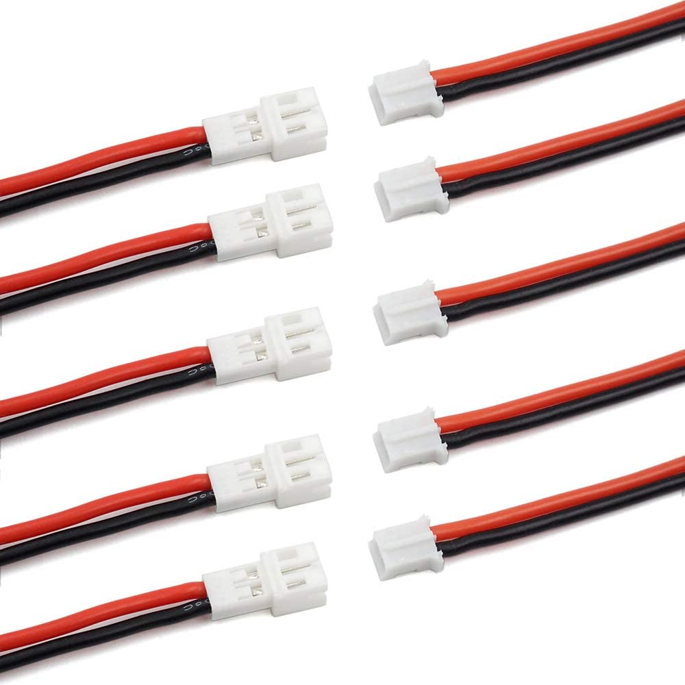 Cable conector macho y hembra para batería JJRC H36 H67 Blade Inductrix E010 E013, 10 pares, actualizado, Tiny Whoop JST-PH 2,0