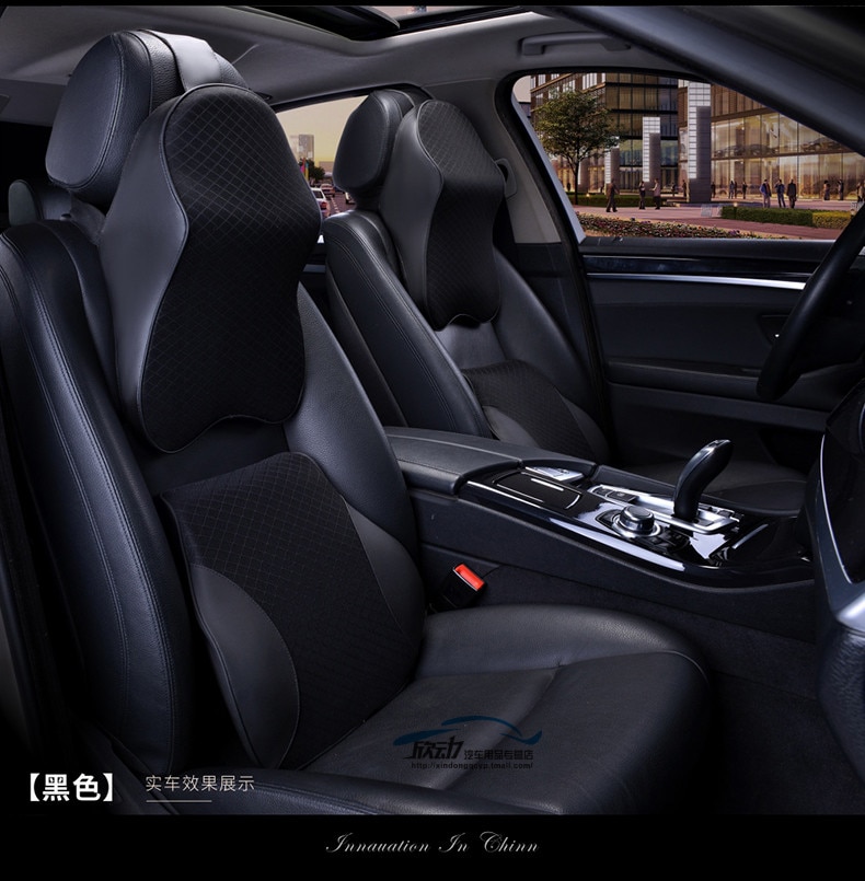 Auto 3D Space Memory Foam Car Leather Neck Pillow Head Restraint Car Headrest Pillow Car Styling