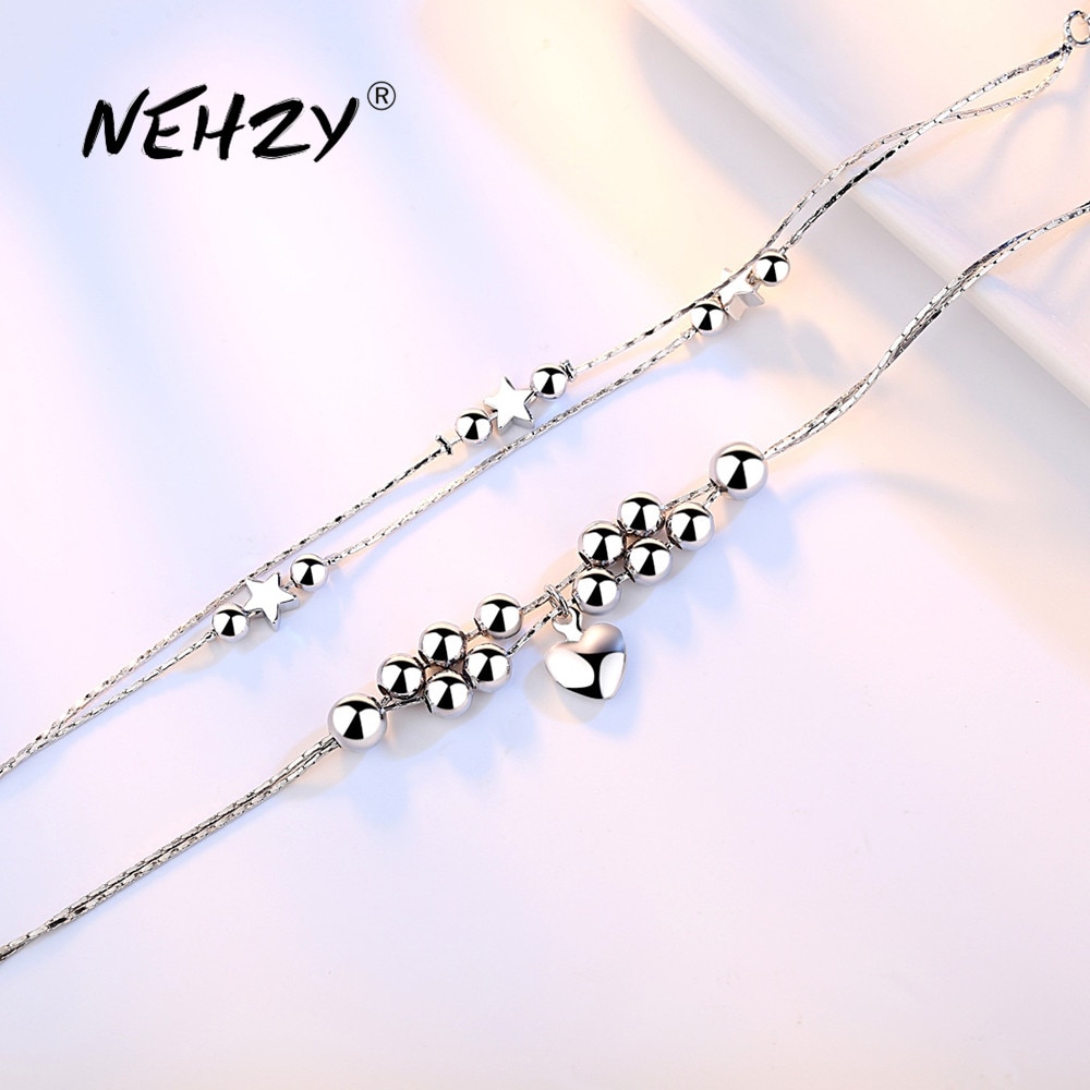 NEHZY S925 Stamp silver jewelry woman DIY beaded bracelet retro simple bracelet length 20CM