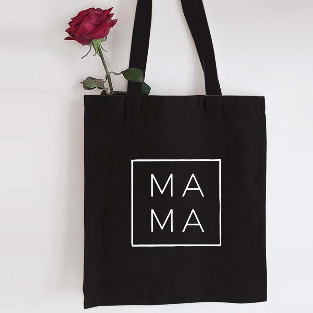 Mom Life – sac de Shopping réutilisable imprimé, fourre-tout pliable en toile à la pour femmes, sac à bandoulière, sac à couches pour maman, sacs de voyage: 39D2-TBBK-M