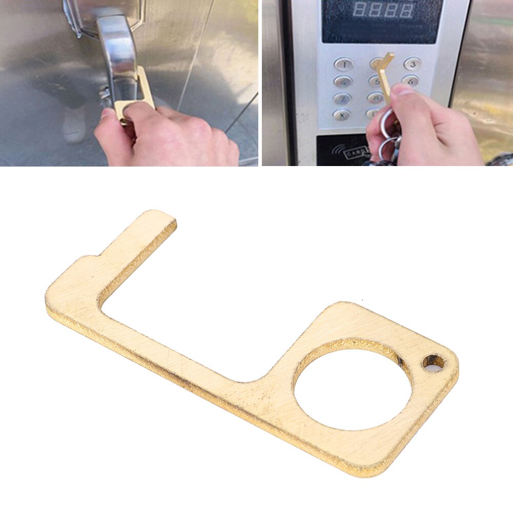 Key Door Opener Key Door Handle Opener Golden Anti-Contact Brass for Public Places Elevator Handle Open Key