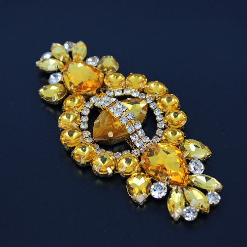 12*5.8 cm bandeau de mariée strass Applique pour wedidng robe sac décorations or mariage ceinture ceinture strass vert appliques: yellow sash applique