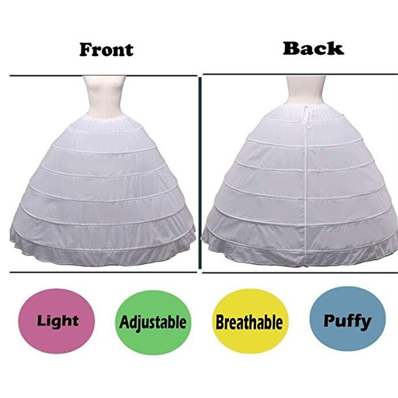 Neue 6 Reifen Petticoat für Ballkleid Hochzeit Kleid Krinoline Unterrock Hochzeit Zubehör