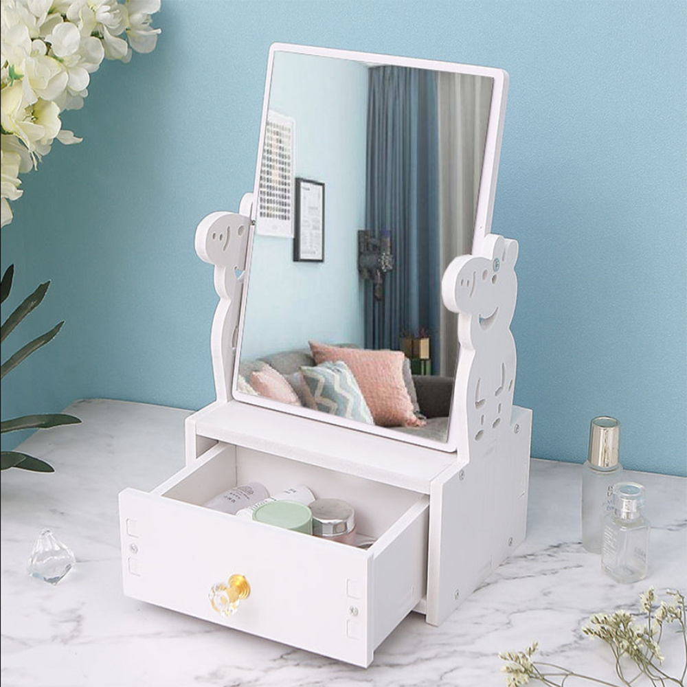 Table Mirror Storage Makeup table Mirror with Drawer Dressing Table Mirrors for Bedroom Beauty Cosmetic Mirror Jewelry Mirrors