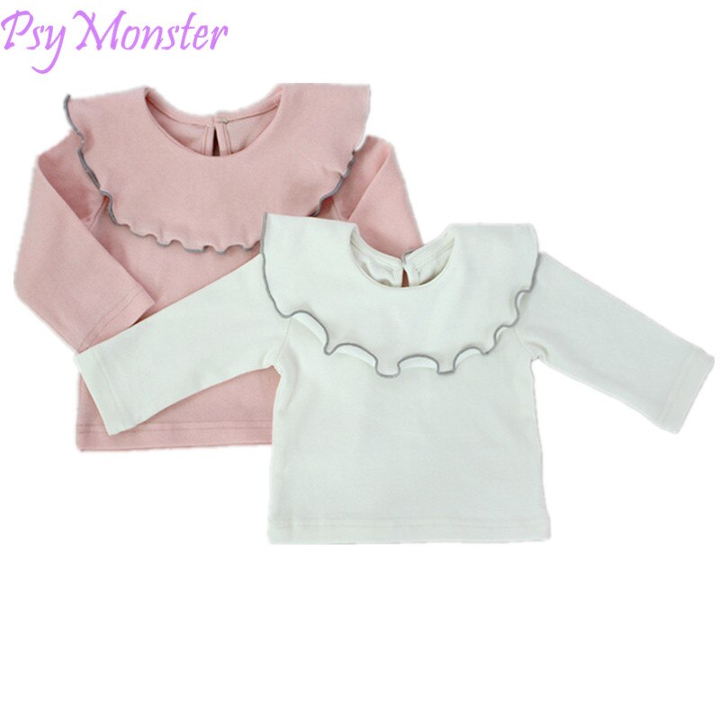Ruche mouwen 100% katoenen top t-shirt baby meisje solid korte mouw t-shirt kids o-hals peuter shirts zomer meisjes t shirts