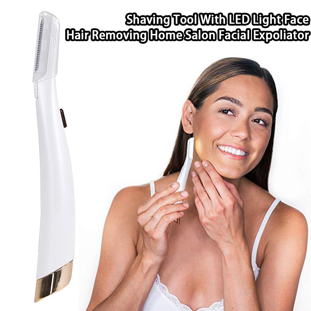 Face Hair Removing Facial Expoliator Peach Fuzz Portable Handheld Painless With LED Light For Dead Skin Electric Shaving Tool