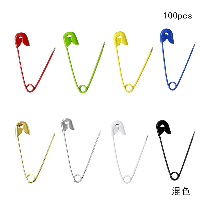 Miusie 500 Stuks Veiligheidsspelden Diy Naaien Gereedschap Accessoire Rvs Naalden Grote Veiligheid Pin Kleine Broche Kleding Accessoires: 100pcs Multi