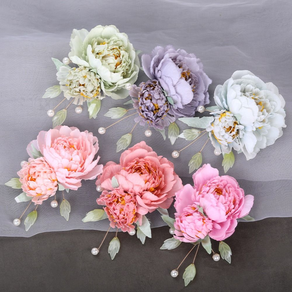 Alfinetes para Cabelo para Mulheres, Flor De Seda, Pérola Grampos De Cabelo, Noiva Capacete, Broche De Flores De Dama De Noiva, Festa De Casamento, Presilhas