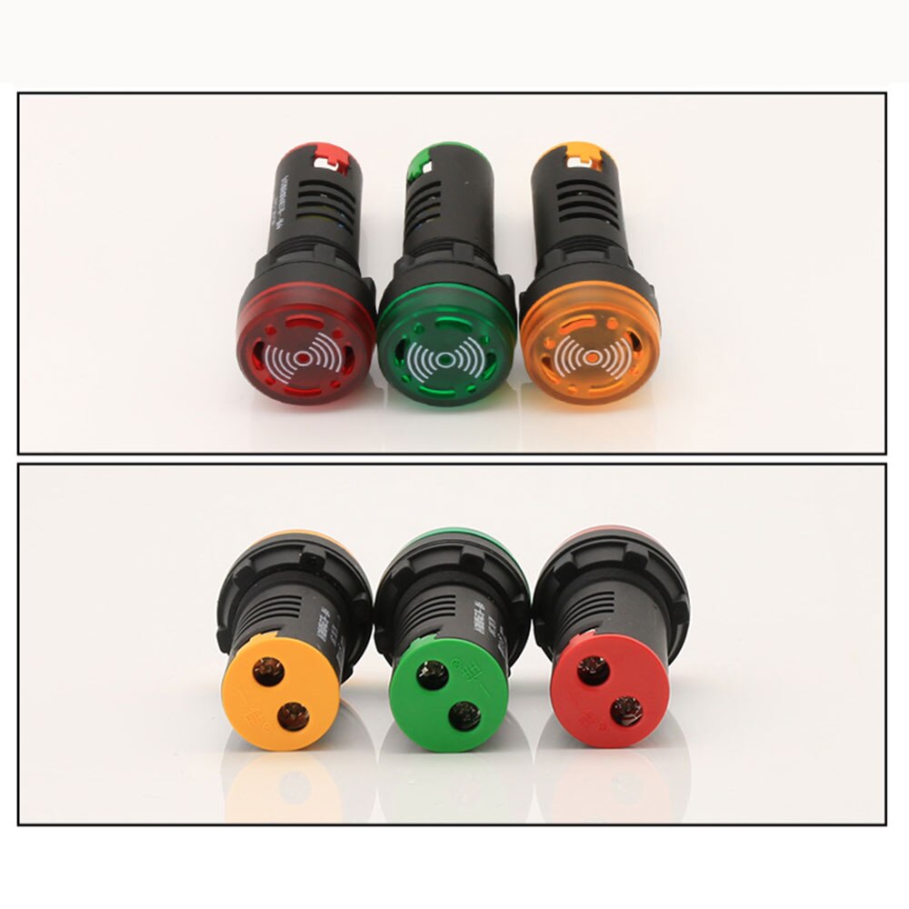 1 stk 22mm led alarm indikator lys signal lampe blink buzzer ac /dc 12v 24v 110v dc220v 380v rød grøn gul