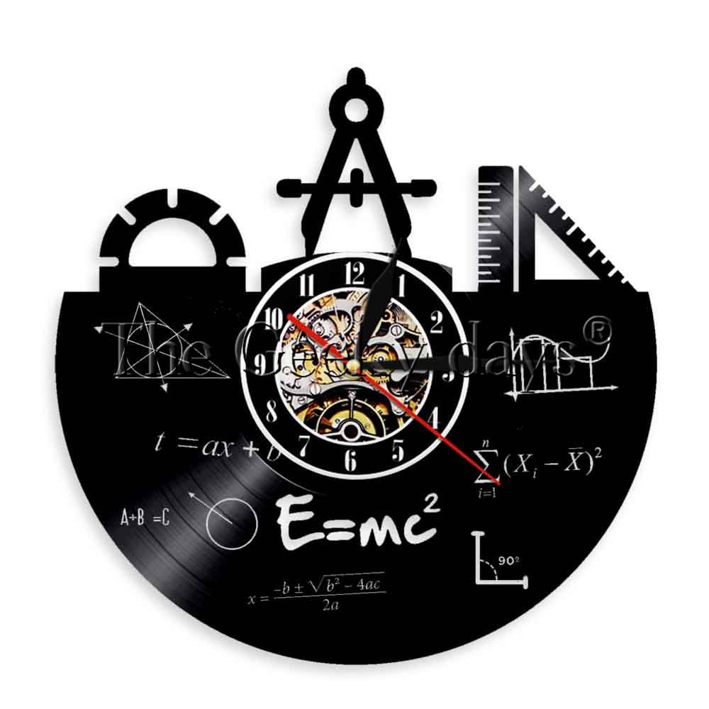1Piece Luminous Math Wall Clock School Education Vinyl Record Wall Clock Engineer Decorative Time Clock Mathematics Timepiece