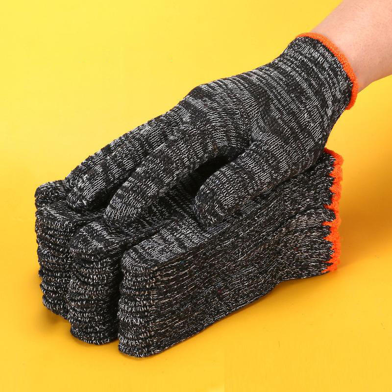 24-delige beschermende handschoenen Katoenen draadhandschoenen Werk dik nylon Zwart garen Slijtvaste katoenen draadhandschoenen: Default Title