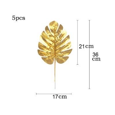 5Pcs Artificial Gold Fabric Turtle Back Leaf Scattered Tail Leaf Wedding Decoration For Home Christmas Birthday Palm Leaves: B