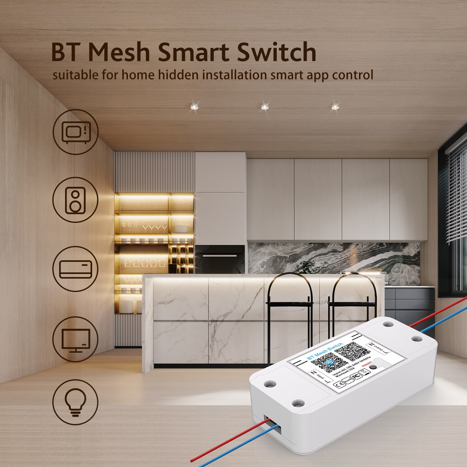 Bluetooth WiFi Smart Switch Relay Switch On-OFF Controller Smart Home Circuit Breaker Timer Remote Control AC100-240V