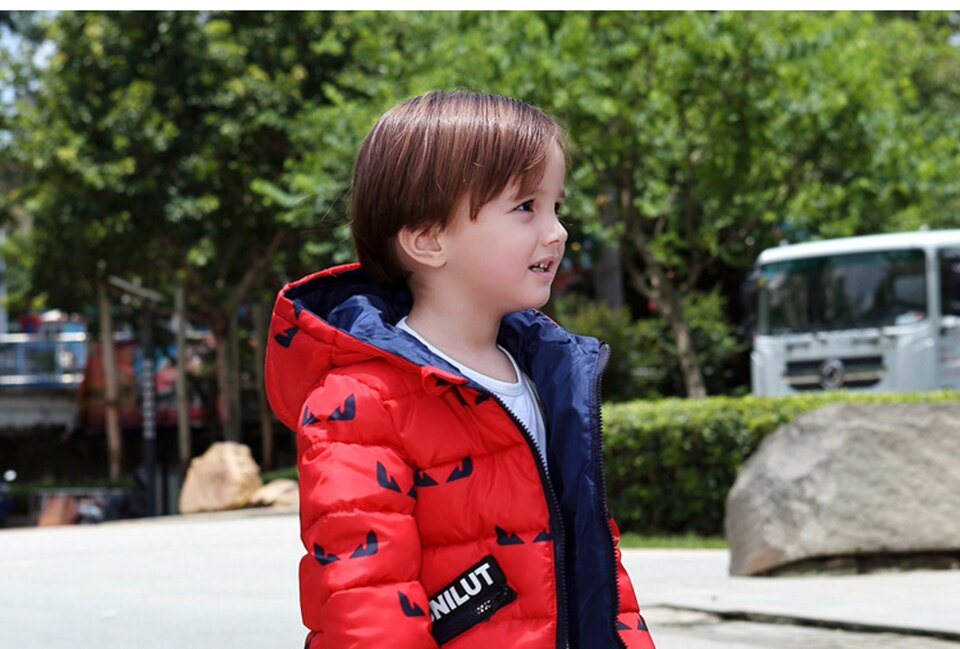 Casaco de inverno de algodão com capuz, blusa de desenho animado para meninos e meninas, roupa externa quente para crianças: Vermelho / 4 T