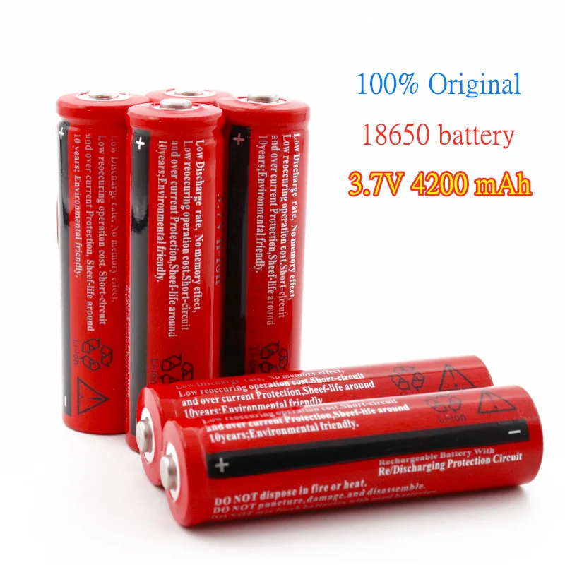 100% original 18650 Rechargable Battery 4200 mAh 3.7 V for LED Lantern torch