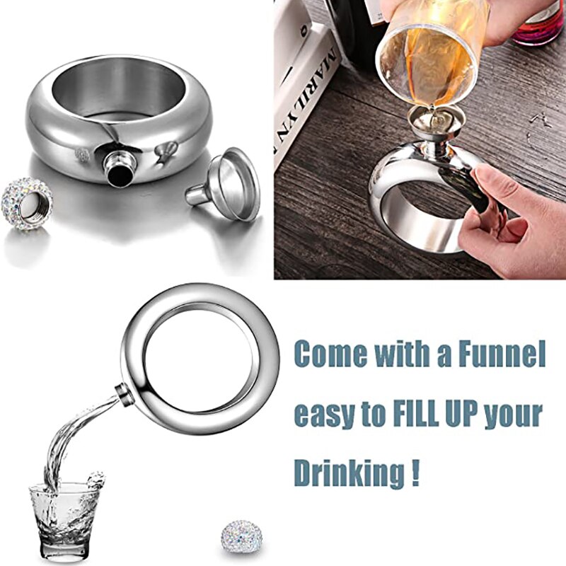 DEOUNY Bracelet For Alcohol Hip Flask Handmade Silver Crystal Lid Bangle Wine Bridesmaid Christmas Party Hidden