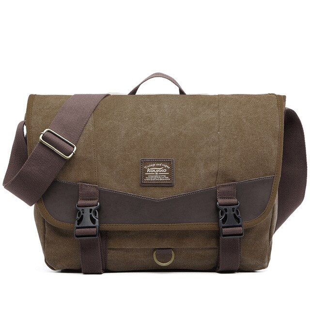 Kaukko canvas schoudertas, casual dagrugzak, laptoptas, crossbodytas, messenger bags, reistas, zakelijk, sporttas: Bruingroen