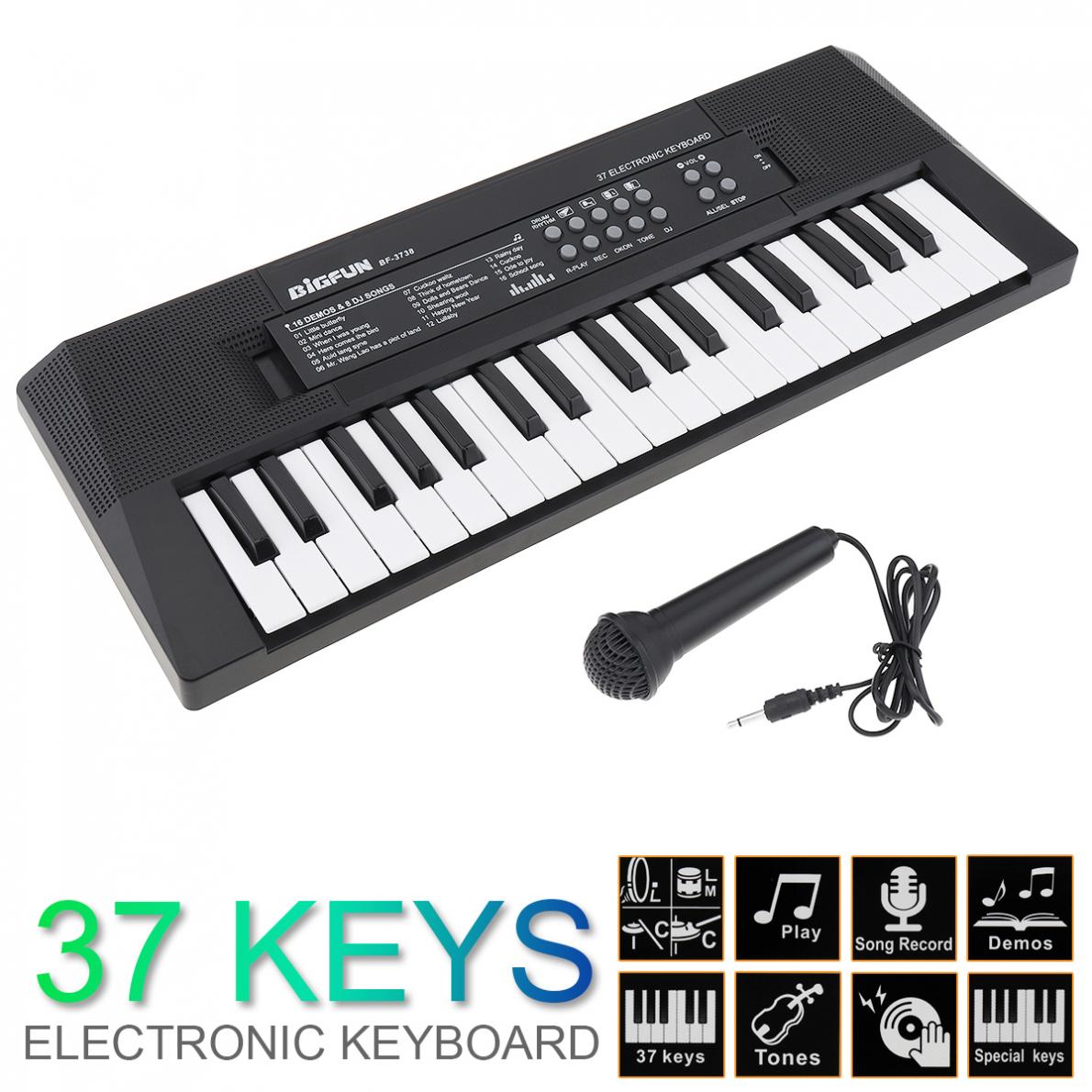 Electronic Organ 37 Keys Electronic Keyboard Piano Digital Music Key Board with Microphone Children Musical Enlightenment
