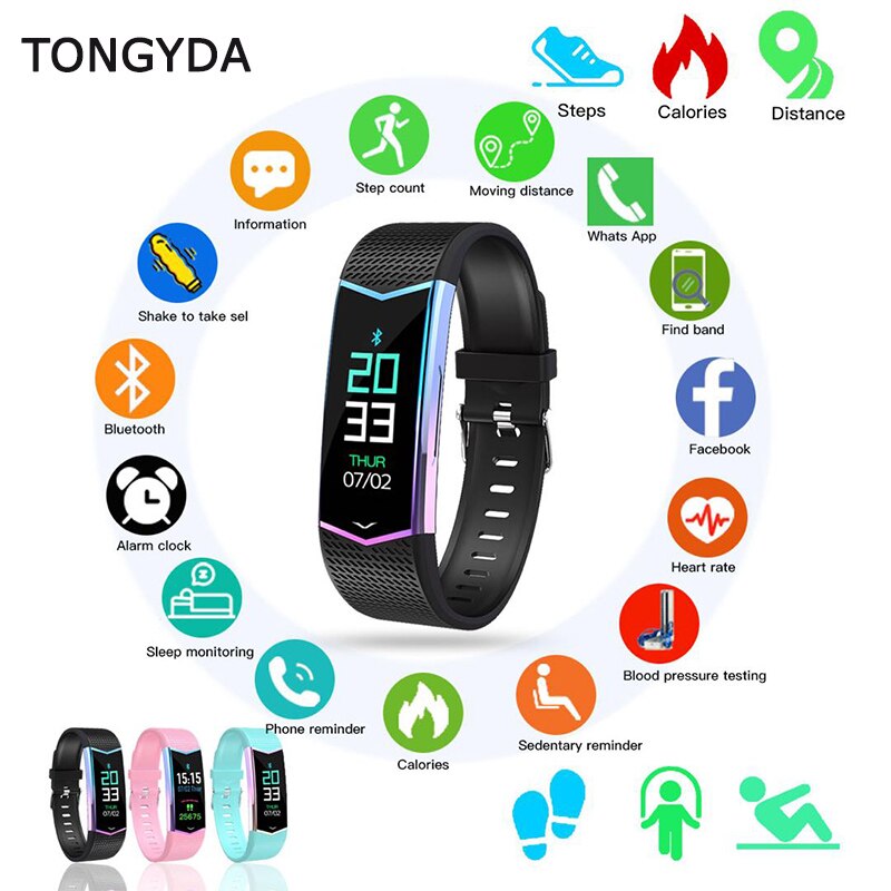 TONGYDA Smart Band Fitness Tracker Pedometer Cardio Bracelet Blood Pressure Heart Rate Fitness Bracelet Sport Smart Wristband
