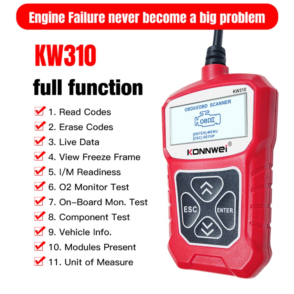 KONNWEI KW310 Obd2 Car Diagnostic Tools Automotive Scanner OBD 2 Engine Analyzer Code Reader Vehicle CAN Obdii Scan Tool tester
